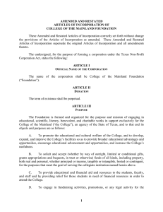 AMENDED AND RESTATED ARTICLES OF INCORPORATION OF COLLEGE OF THE MAINLAND FOUNDATION