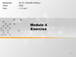 Module 4 Exercise Matakuliah : G1112, Scientific Writing I
