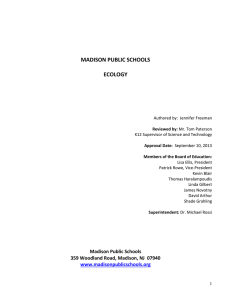   MADISON PUBLIC SCHOOLS  ECOLOGY 