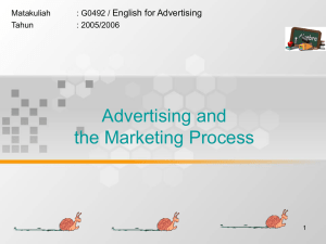 Advertising and the Marketing Process English for Advertising Matakuliah
