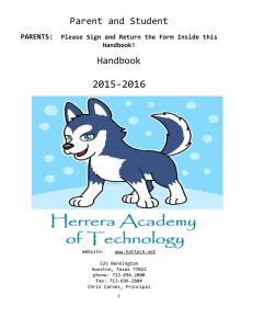 2015-2016 Parent and Student Handbook PARENTS: