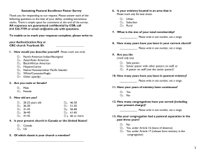 Pastor Survey: Sustaining Pastoral Excellence in CRCNA