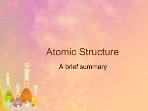 Atomic Structure • A brief summary