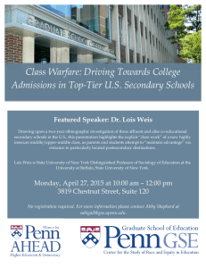 Class Warfare: Driving Towards College Admissions in Top-Tier U.S. Secondary Schools