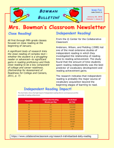 Mrs. Bowman’s Classroom Newsletter B  !