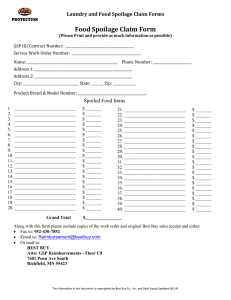 Food Spoilage Claim Form Laundry and Food Spoilage Claim Forms