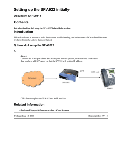 Setting up the SPA922 initially Contents Introduction Document ID: 109114