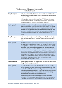 The Governance of Corporate Responsibility Dr Heiko Spitzeck