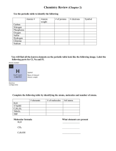Chemistry Review  (Chapter 2)