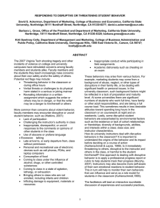 RESPONDING TO DISRUPTIVE OR THREATENING STUDENT BEHAVIOR
