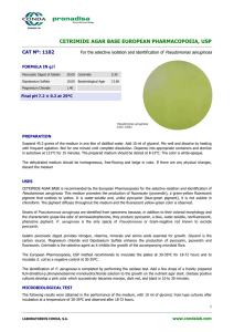 CETRIMIDE AGAR BASE: Pseudomonas aeruginosa Isolation