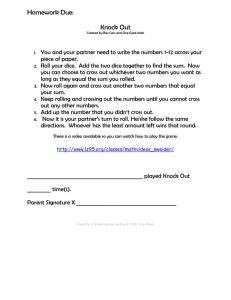 Homework Due:  Knock Out