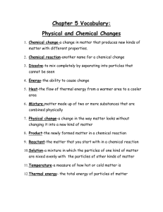 Physical & Chemical Changes Vocabulary - Chapter 5