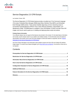 Service Diagnostics 2.0 CFM Scripts