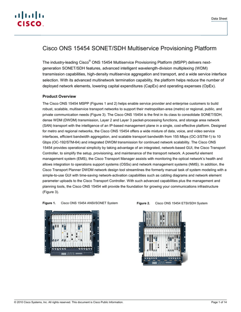 Cisco ONS 15454 Multiservice Provisioning Platform