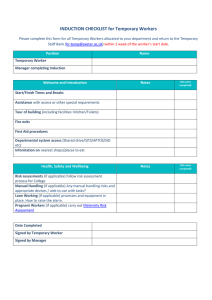 INDUCTION CHECKLIST for Temporary Workers