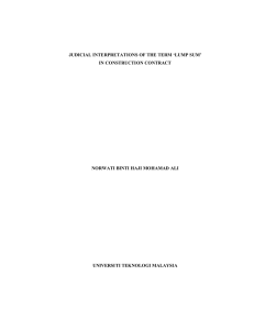 JUDICIAL INTERPRETATIONS OF THE TERM ‘LUMP SUM’ IN CONSTRUCTION CONTRACT