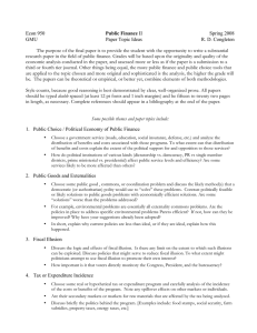 Econ 950 Spring 2008 GMU Paper Topic Ideas