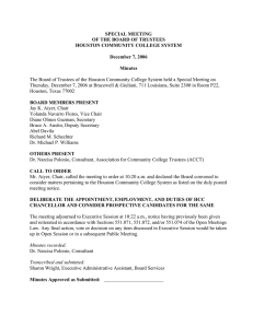 SPECIAL MEETING OF THE BOARD OF TRUSTEES HOUSTON COMMUNITY COLLEGE SYSTEM
