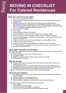 MOVING IN CHECKLIST For Catered Residences