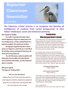 Sojourner Classroom Newsletter !