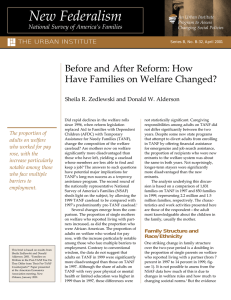 Before and After Reform: How Have Families on Welfare Changed?