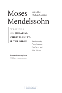 Moses Mendelssohn writings on