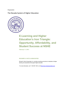 E-Learning and Higher Education’s Iron Triangle: Opportunity, Affordability, and Student Success at NSHE