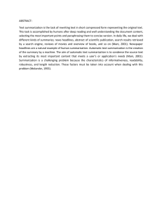 ABSTRACT: Text summarization is the task of rewriting text in short...