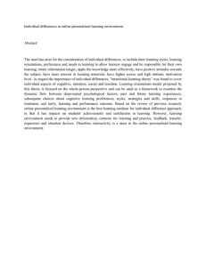 Individual differences in online personalized learning environment  Abstract: