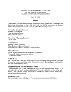 MEETING OF THE MARKETING COMMITTEE OF THE BOARD OF TRUSTEES