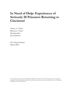 In Need of Help: Experiences of Seriously Ill Prisoners Returning to Cincinnati