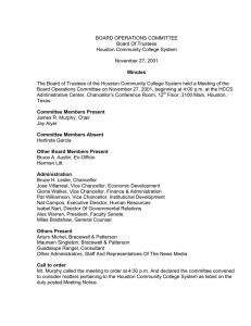 BOARD OPERATIONS COMMITTEE Board Of Trustees Houston Community College System November 27, 2001