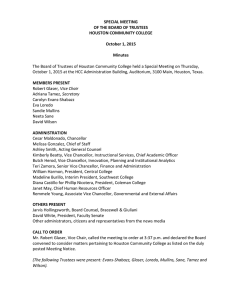 SPECIAL MEETING OF THE BOARD OF TRUSTEES HOUSTON COMMUNITY COLLEGE October 1, 2015