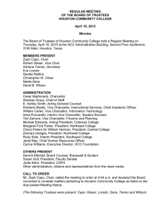 REGULAR MEETING OF THE BOARD OF TRUSTEES HOUSTON COMMUNITY COLLEGE April 16, 2015