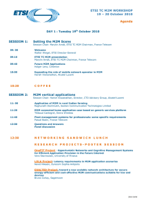 ETSI TC M2M WORKSHOP 19 – 20 October 2010  Agenda