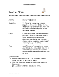 Teacher Notes  The Mentor in U! ........................................................................