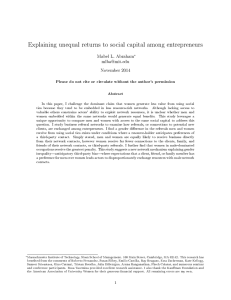 Explaining unequal returns to social capital among entrepreneurs Mabel L. Abraham