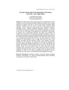 Towards a Restoration of the Humanities in the Future
