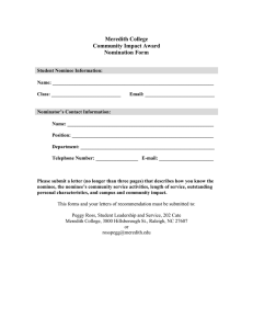 Meredith College Community Impact Award Nomination Form