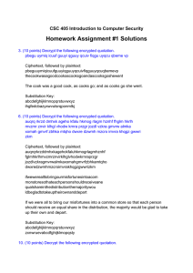 Computer Security Homework Solutions: Substitution Ciphers