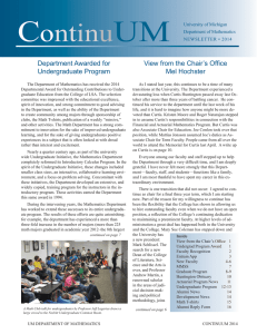UM Mathematics Department Newsletter 2014