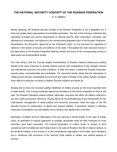 THE NATIONAL SECURITY CONCEPT OF THE RUSSIAN FEDERATION O. A. Belkov