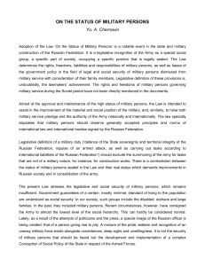 ON THE STATUS OF MILITARY PERSONS Yu. A. Chernavin