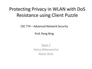 Protecting privacy in WLAN with DoS resistance using client puzzle