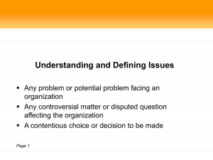 Understanding and Defining Issues