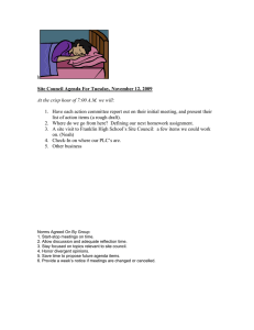November 10, 2009 Agenda