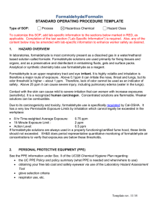 Formaldehyde/Formalin SOP Template: Lab Safety