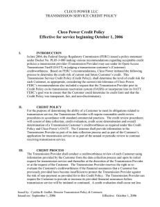 Credit Policy for Transmission Service Updated:2007-06-26 09:22 CS