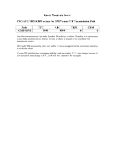 Green Mountain Power  TTC/ATC/TRM/CBM values for GMP’s non-PTF Transmission Path Path